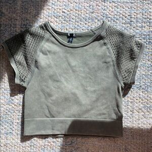 Savvi Olive Green Crop Tee XS